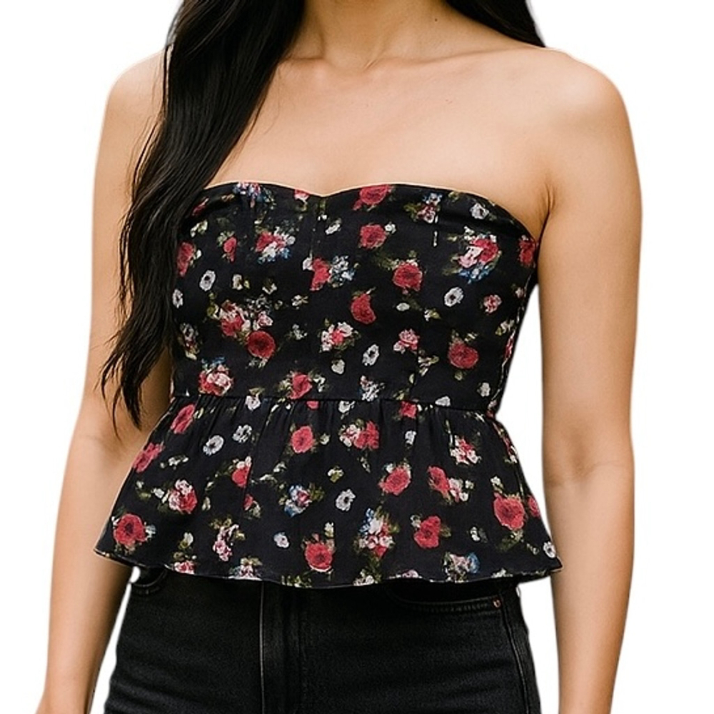 American Eagle Floral Peplum Top MEDIUM